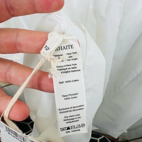 Khaite Women's White Wes Pleated Cotton Poplin Dress Size 12  Sleeveless - Picture 12 of 12